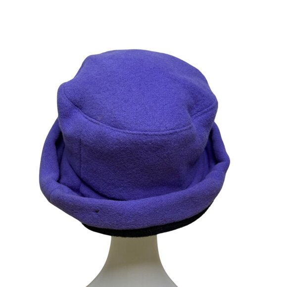 James Peter Vintage Purple & Black Wool Cashmere Women's Cloche Hat Retro Style - Picture 3 of 13
